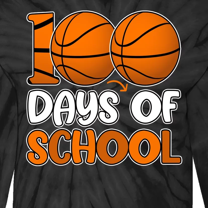 100 Days Of School Basketball Fan Cute Tie-Dye Long Sleeve Shirt