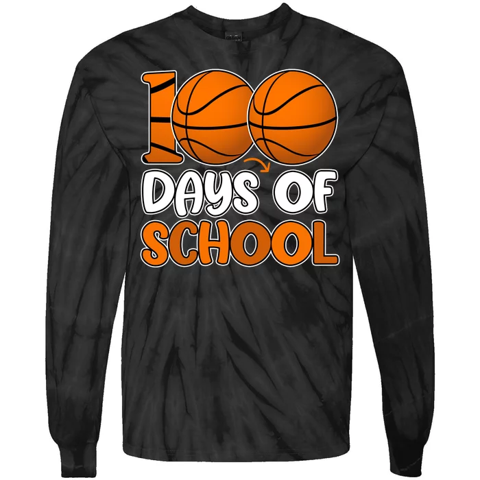 100 Days Of School Basketball Fan Cute Tie-Dye Long Sleeve Shirt