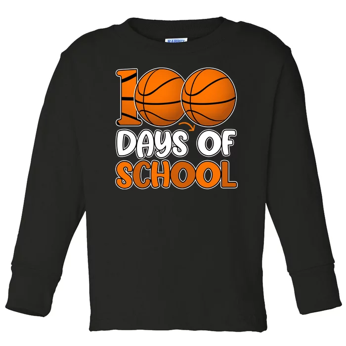 100 Days Of School Basketball Fan Cute Toddler Long Sleeve Shirt