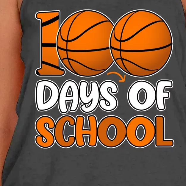 100 Days Of School Basketball Fan Cute Women's Knotted Racerback Tank