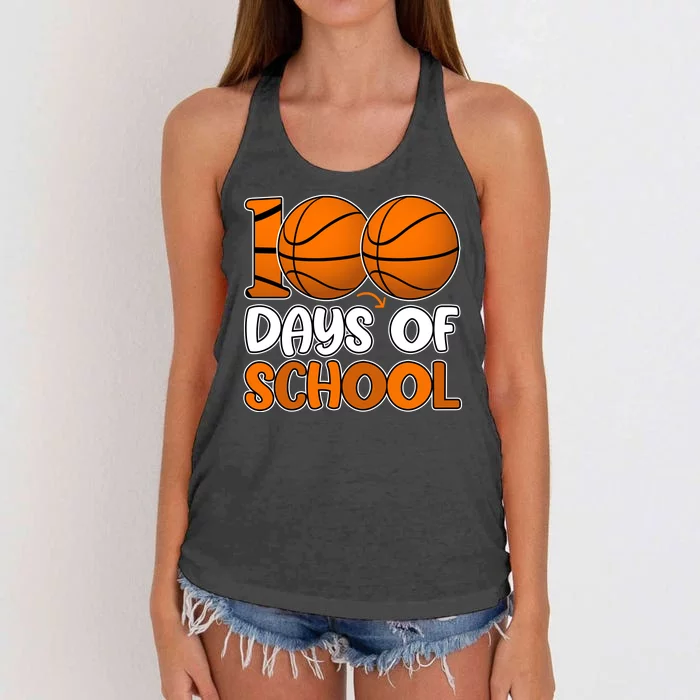 100 Days Of School Basketball Fan Cute Women's Knotted Racerback Tank