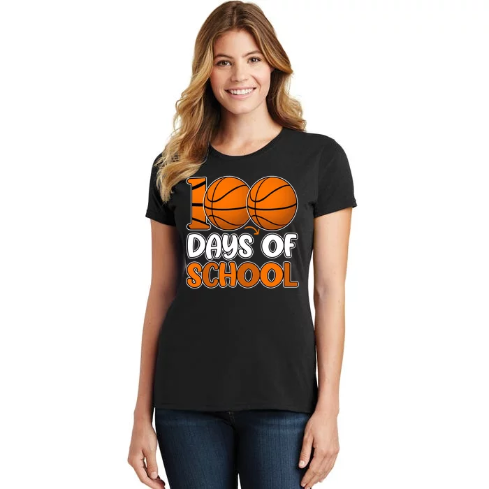 100 Days Of School Basketball Fan Cute Women's T-Shirt