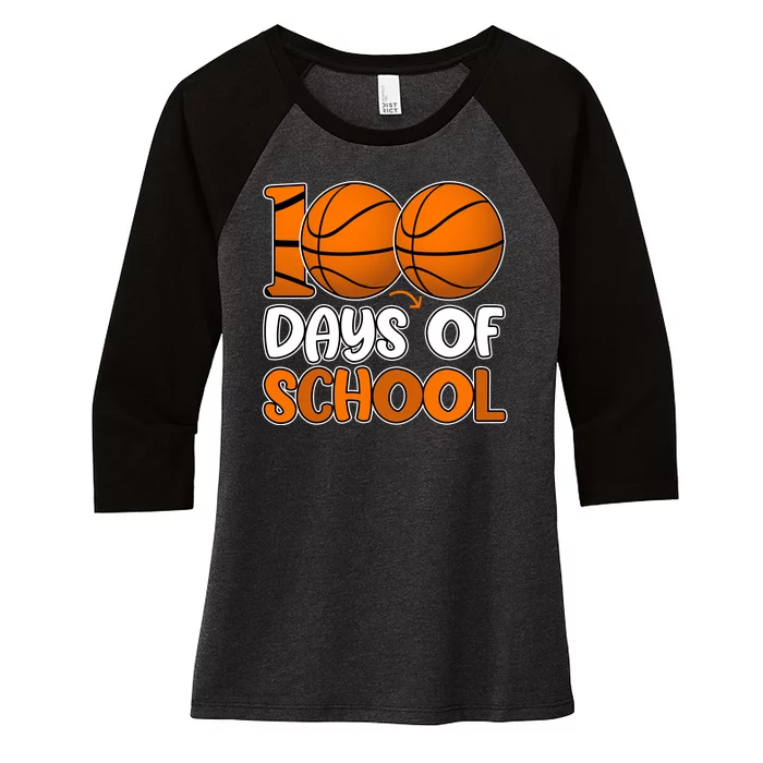 100 Days Of School Basketball Fan Cute Women's Tri-Blend 3/4-Sleeve Raglan Shirt