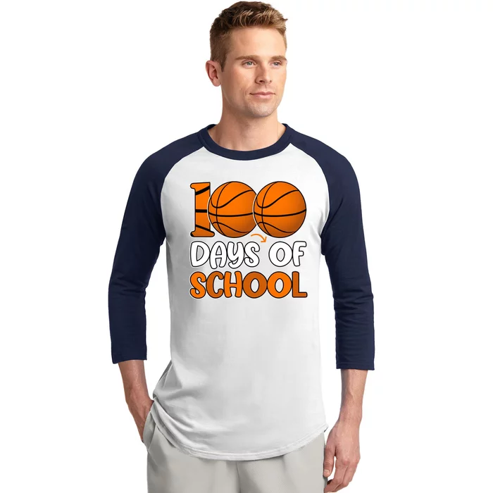 100 Days Of School Basketball Fan Cute Baseball Sleeve Shirt