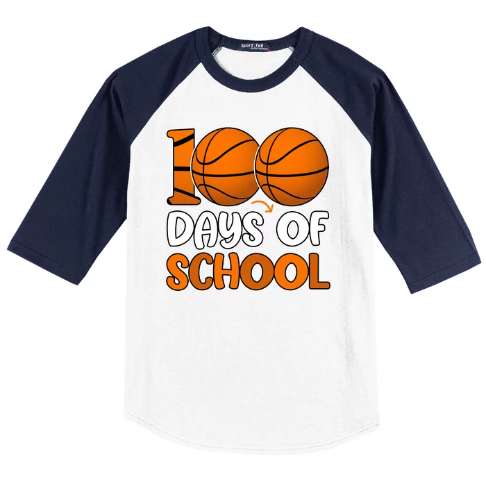 100 Days Of School Basketball Fan Cute Baseball Sleeve Shirt