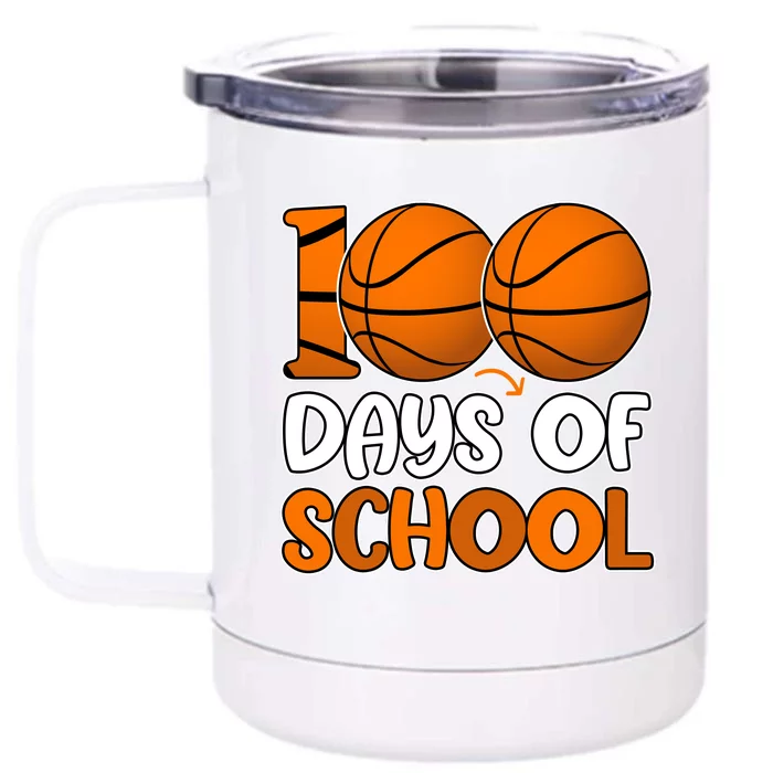 100 Days Of School Basketball Fan Cute Front & Back 12oz Stainless Steel Tumbler Cup