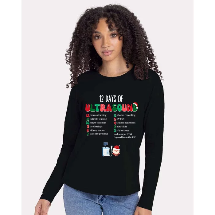 12 Days Of Ultrasound Tech Sonographer Christmas Womens Cotton Relaxed Long Sleeve T-Shirt