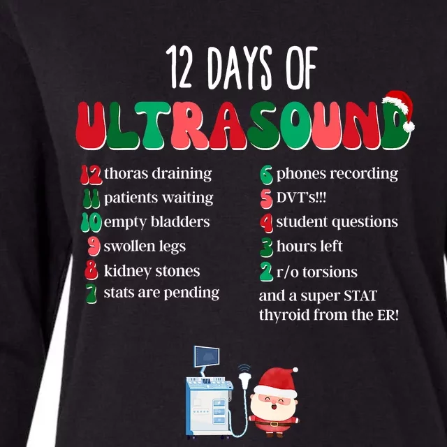 12 Days Of Ultrasound Tech Sonographer Christmas Womens Cotton Relaxed Long Sleeve T-Shirt