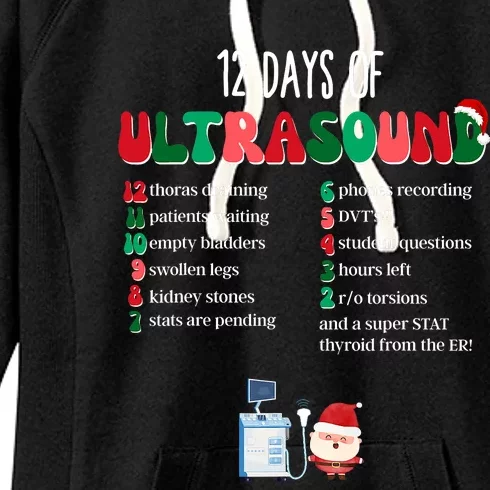 12 Days Of Ultrasound Tech Sonographer Christmas Women's Fleece Hoodie