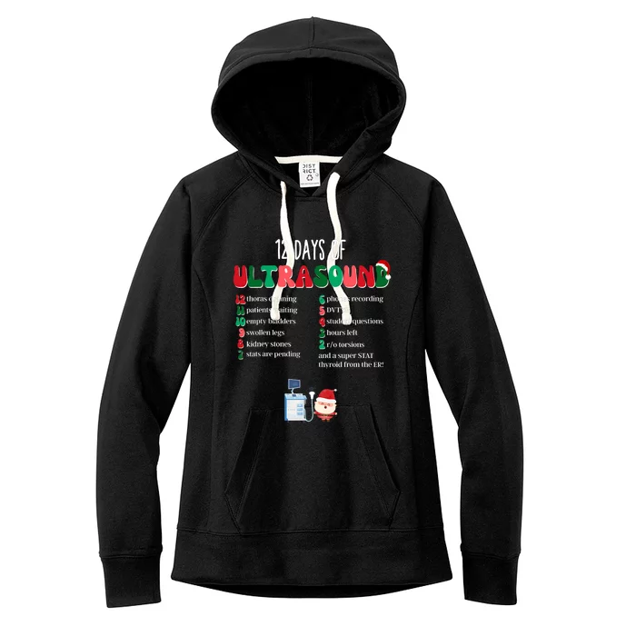 12 Days Of Ultrasound Tech Sonographer Christmas Women's Fleece Hoodie