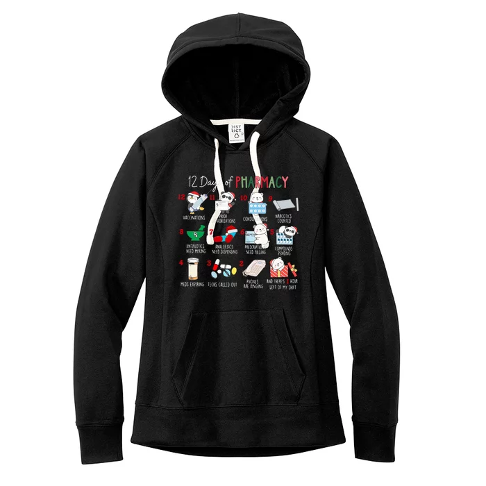 12 Days Of Pharmacy Christmas Pharmacist Tech Medication Women's Fleece Hoodie