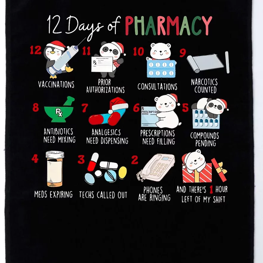 12 Days Of Pharmacy Christmas Pharmacist Tech Medication Platinum Collection Golf Towel