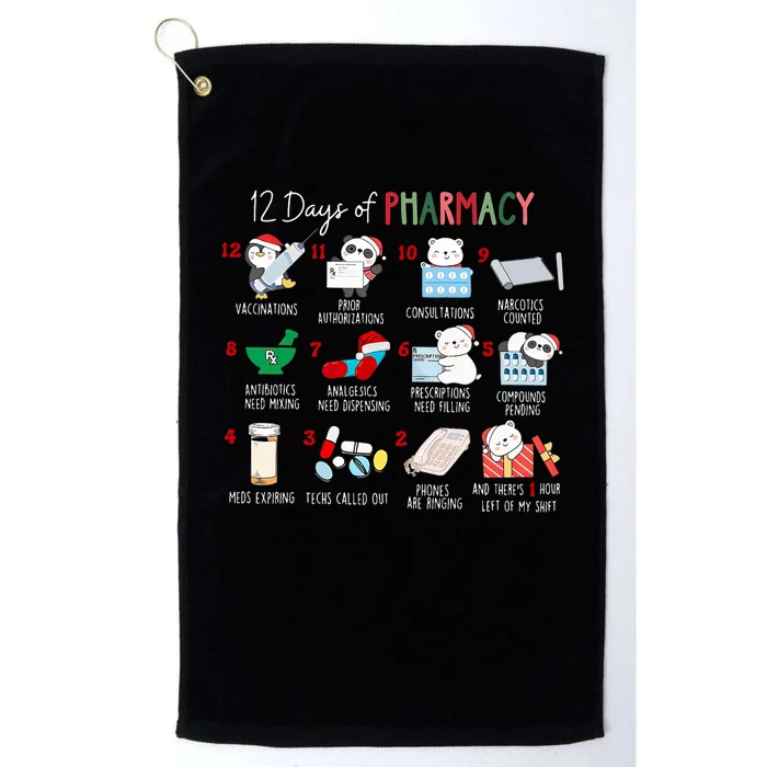 12 Days Of Pharmacy Christmas Pharmacist Tech Medication Platinum Collection Golf Towel