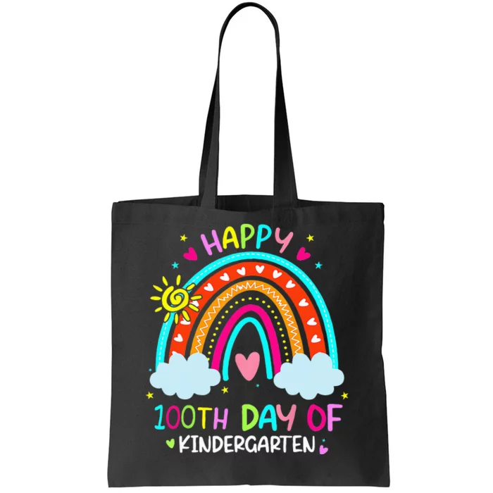 100th Day Of Kindergarten School Rainbow 100 Days Smarter Tote Bag