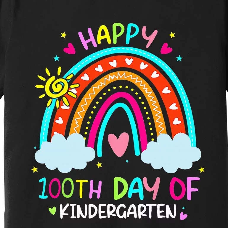 100th Day Of Kindergarten School Rainbow 100 Days Smarter Premium T-Shirt