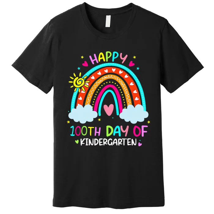 100th Day Of Kindergarten School Rainbow 100 Days Smarter Premium T-Shirt