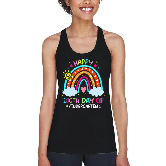 100th Day Of Kindergarten School Rainbow 100 Days Smarter Women's Racerback Tank