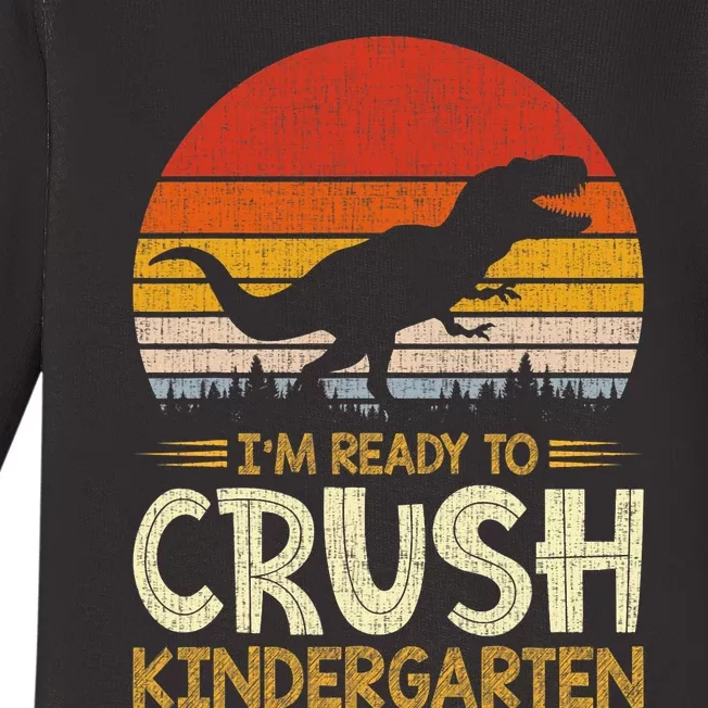 1st Day Of Kindergarten Im Ready To Crush Dinosaur Boy Baby Long Sleeve Bodysuit