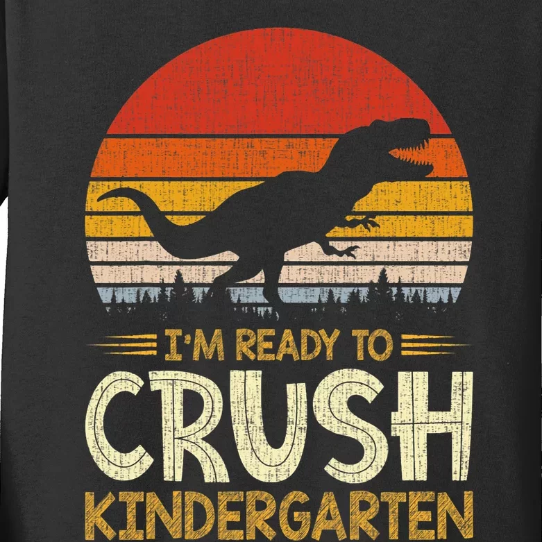 1st Day Of Kindergarten Im Ready To Crush Dinosaur Boy Kids Long Sleeve Shirt