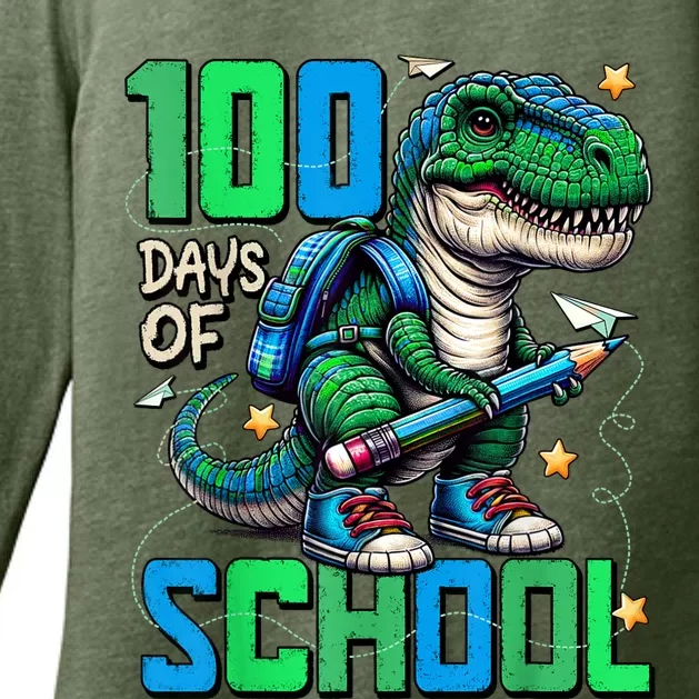 100 Days Of School Trex 100 Days Smarter 100th Day Of School Womens CVC Long Sleeve Shirt