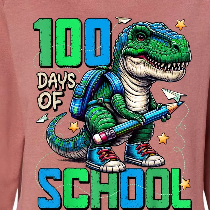 100 Days Of School Trex 100 Days Smarter 100th Day Of School Womens California Wash Sweatshirt