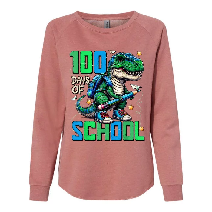 100 Days Of School Trex 100 Days Smarter 100th Day Of School Womens California Wash Sweatshirt