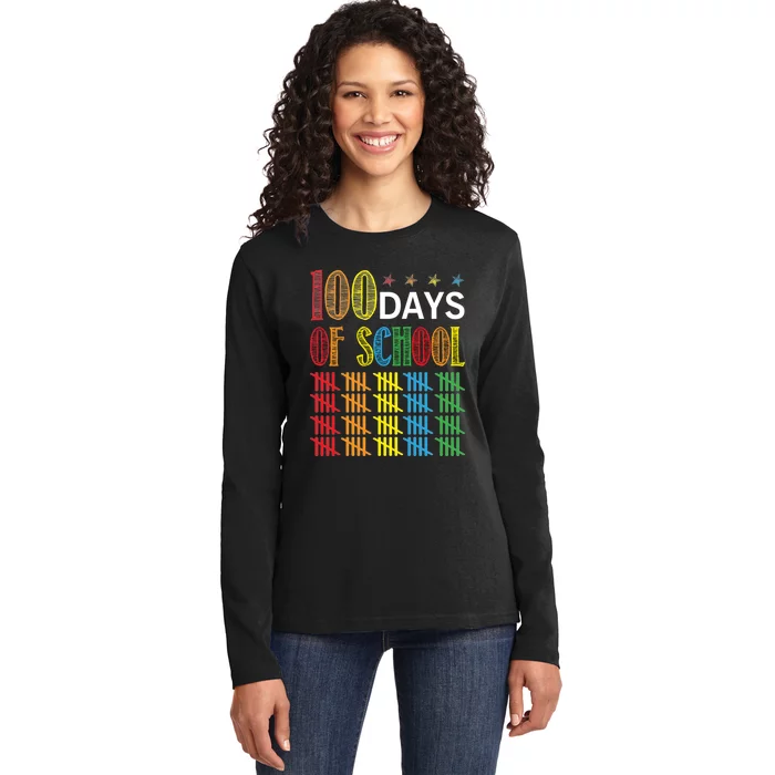 100 Day Of School Ladies Long Sleeve Shirt