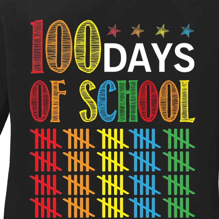 100 Day Of School Ladies Long Sleeve Shirt