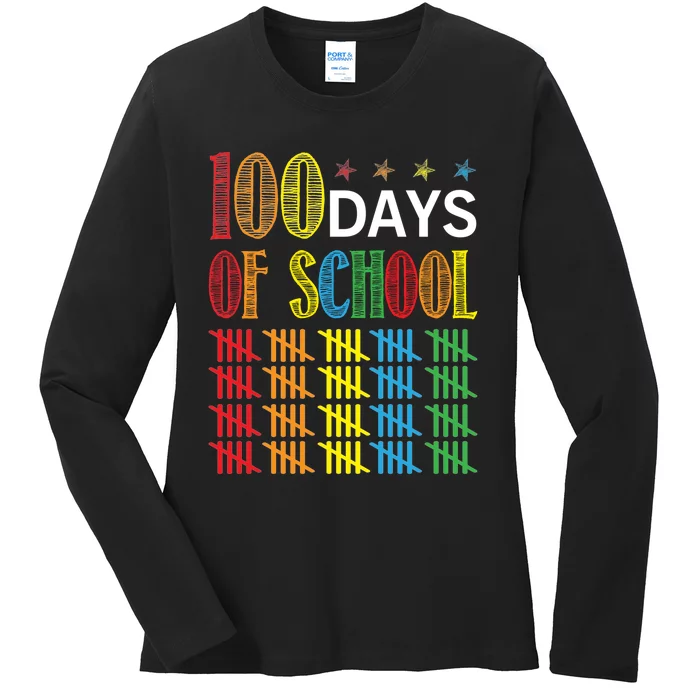 100 Day Of School Ladies Long Sleeve Shirt