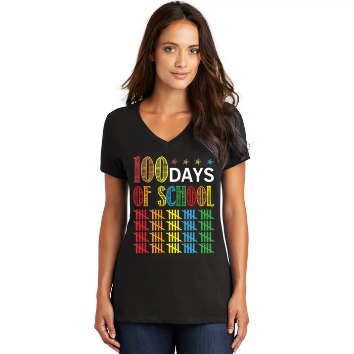 100 Day Of School Women's V-Neck T-Shirt