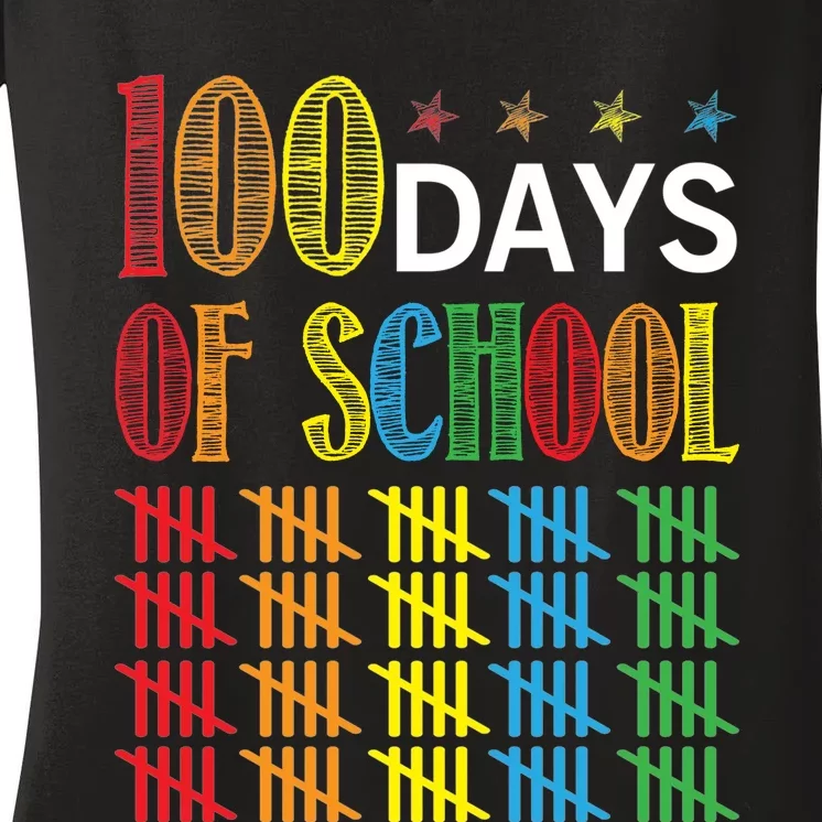 100 Day Of School Women's V-Neck T-Shirt