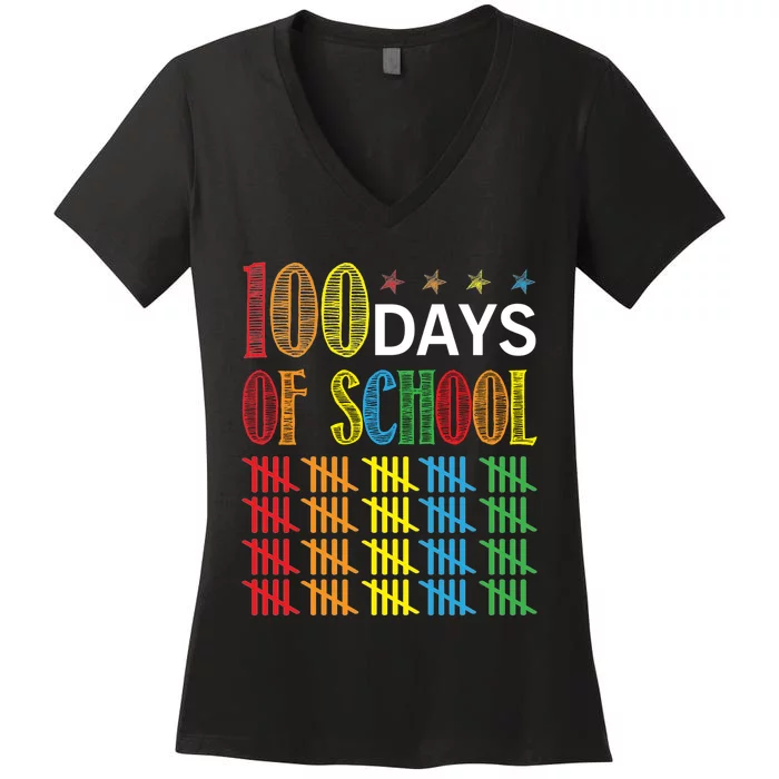 100 Day Of School Women's V-Neck T-Shirt