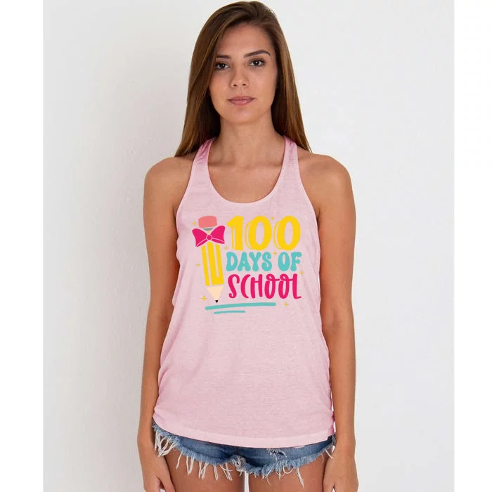 100 Days Of School Cute Education Women's Knotted Racerback Tank