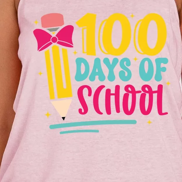 100 Days Of School Cute Education Women's Knotted Racerback Tank