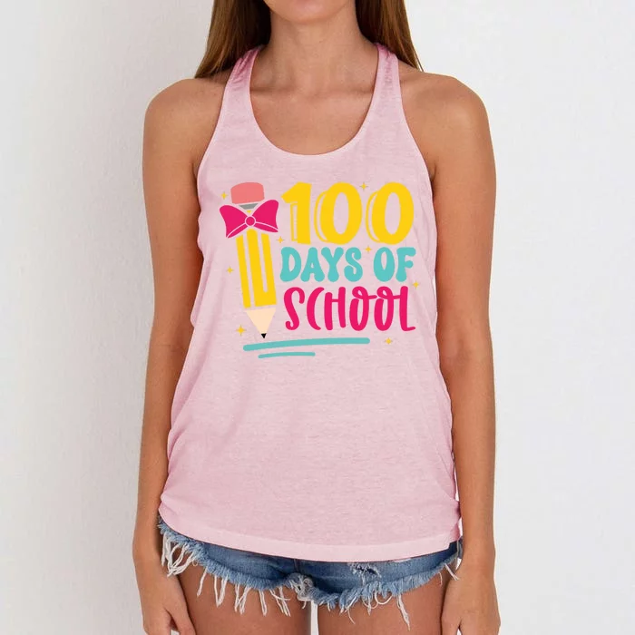 100 Days Of School Cute Education Women's Knotted Racerback Tank