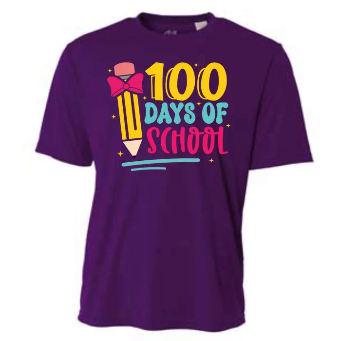 100 Days Of School Cute Education Cooling Performance Crew T-Shirt