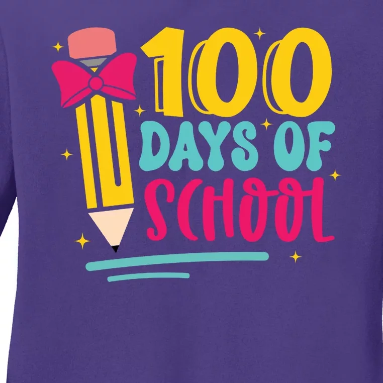 100 Days Of School Cute Education Ladies Long Sleeve Shirt