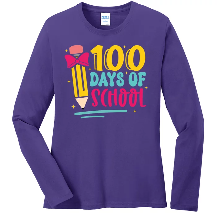 100 Days Of School Cute Education Ladies Long Sleeve Shirt