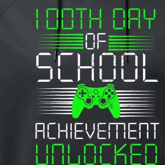 100 Days Of School Achievement Unlocked Video Game 100th Day Performance Fleece Hoodie