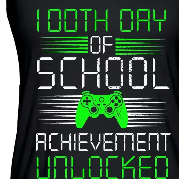 100 Days Of School Achievement Unlocked Video Game 100th Day Ladies Essential Flowy Tank