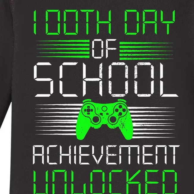 100 Days Of School Achievement Unlocked Video Game 100th Day Baby Long Sleeve Bodysuit