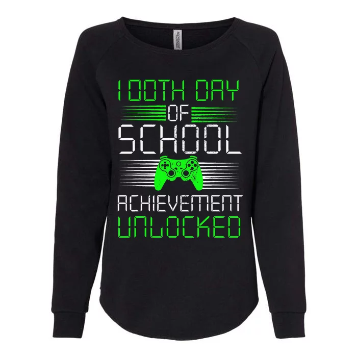 100 Days Of School Achievement Unlocked Video Game 100th Day Womens California Wash Sweatshirt