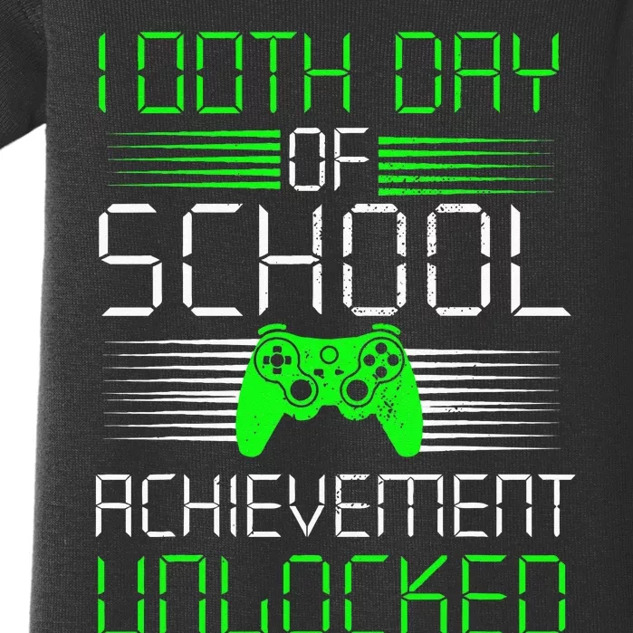 100 Days Of School Achievement Unlocked Video Game 100th Day Baby Bodysuit