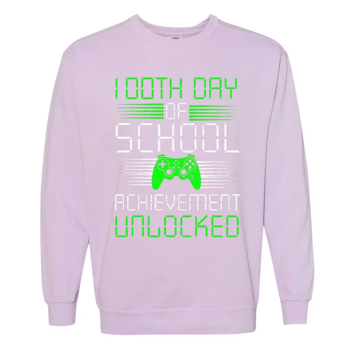 100 Days Of School Achievement Unlocked Video Game 100th Day Garment-Dyed Sweatshirt