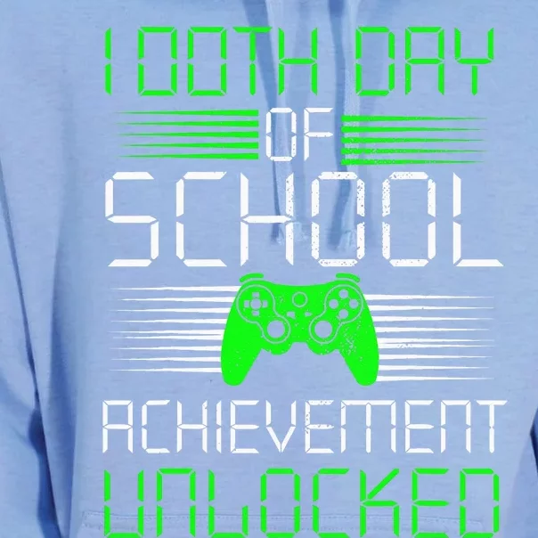 100 Days Of School Achievement Unlocked Video Game 100th Day Unisex Surf Hoodie