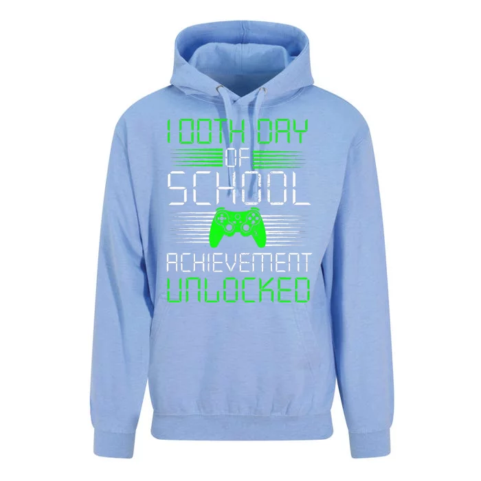 100 Days Of School Achievement Unlocked Video Game 100th Day Unisex Surf Hoodie