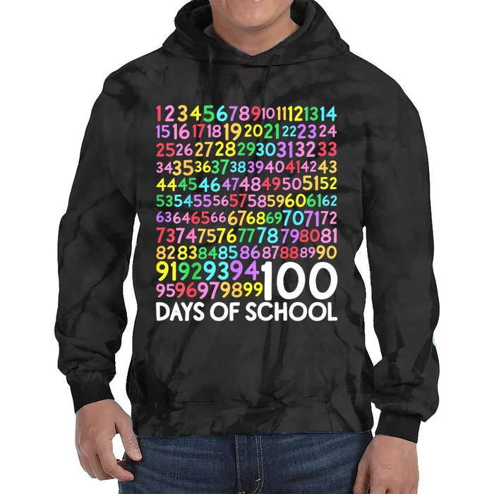 100th Day Of School Teacher 100 Days Math Numbers Tie Dye Hoodie