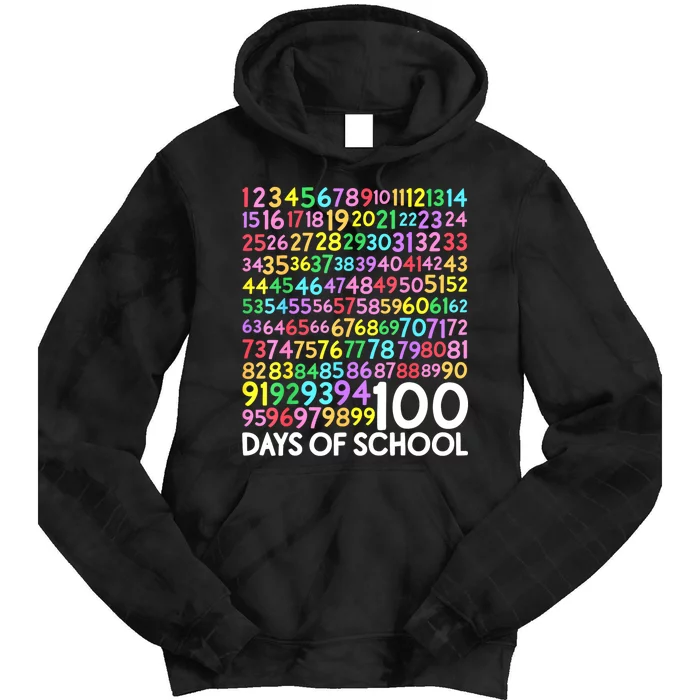 100th Day Of School Teacher 100 Days Math Numbers Tie Dye Hoodie