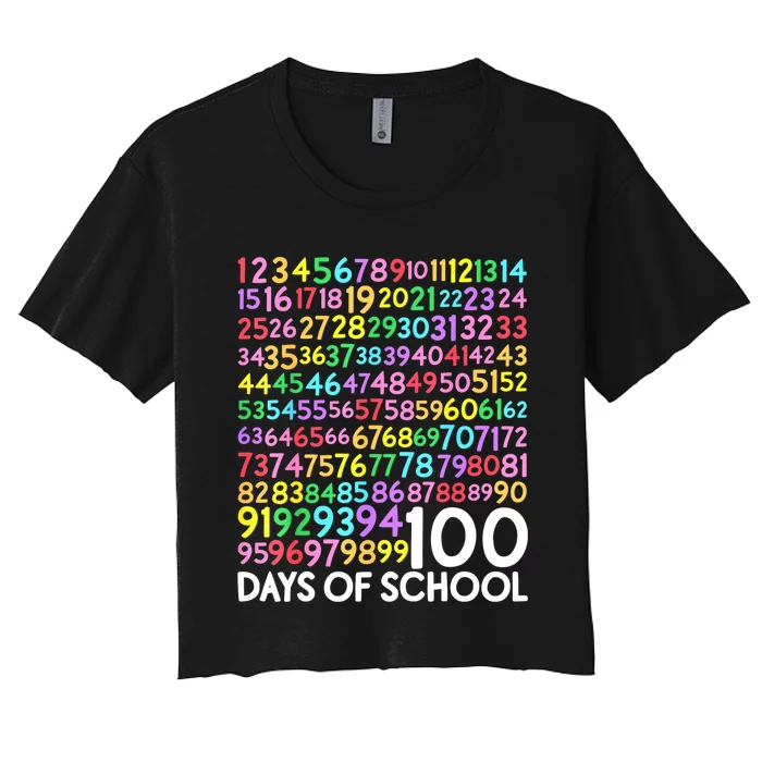 100th Day Of School Teacher 100 Days Math Numbers Women's Crop Top Tee