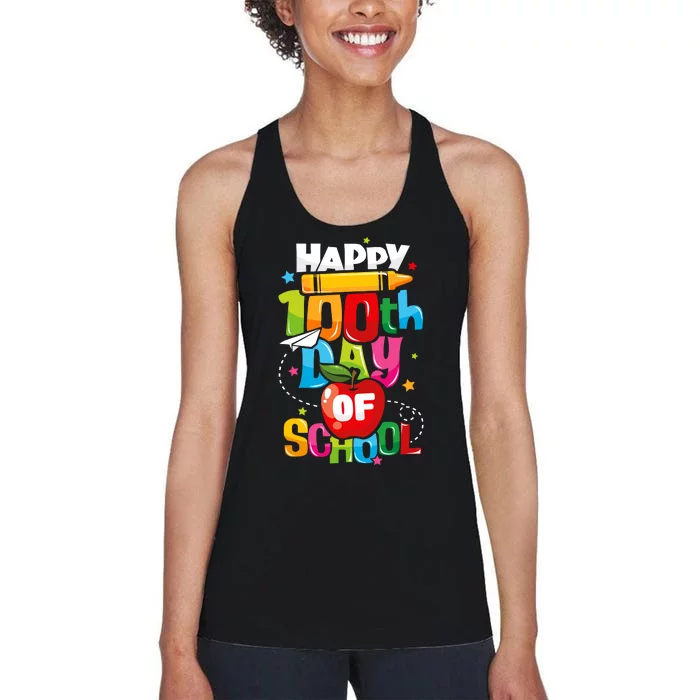 100th Day Of School Teachers Happy 100 Days Women's Racerback Tank